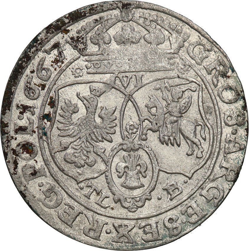 Jan II Kazimierz. Szóstak (6 groszy) 1667, Bydgoszcz